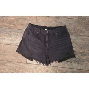 Aerie American Eagle Black Lightweight Soft Denim Shorts Distressed M Stretch